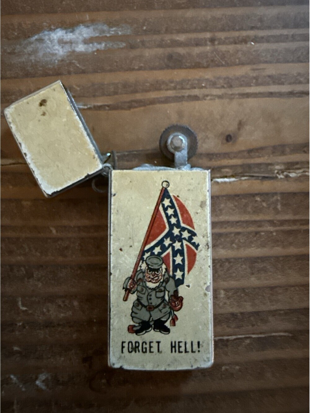 VINTAGE 1FORGET, HELL! REBEL STYLE WELL WORN CIGARETTE LIGHTER